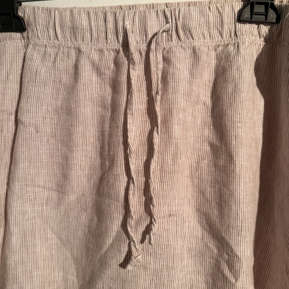 J.jill Love Linen Size XL Pull On Linen Skirt Brown Stripe Lagenlook Minimalist - Picture 2 of 5